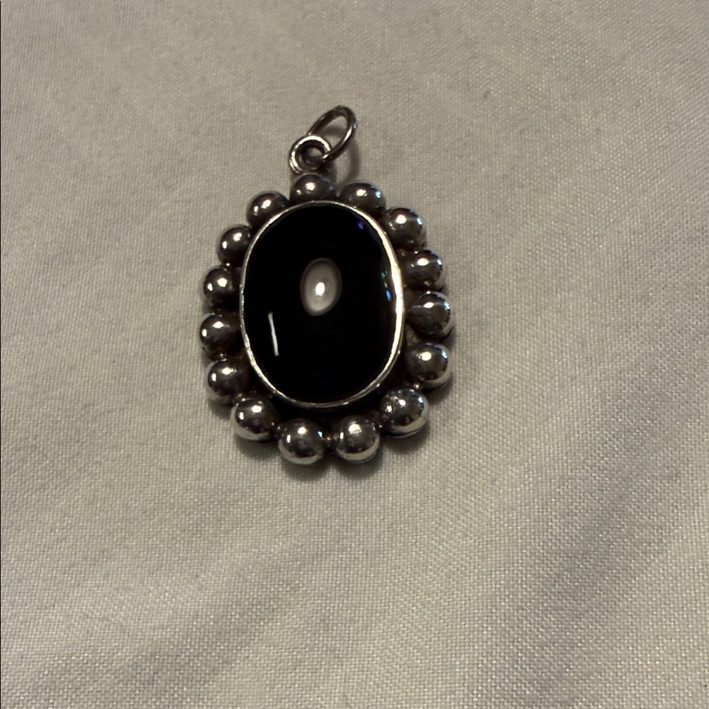 Elegant Onyx and Sterling Silver Pendant